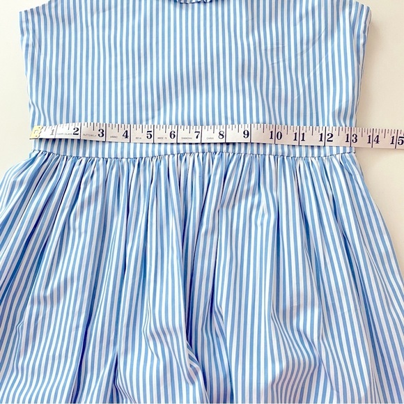 J. Crew Crewcuts Girl's Blue White Stripe Cotton Sleeveless Ruffle Dress Size 10 - Picture 5 of 12